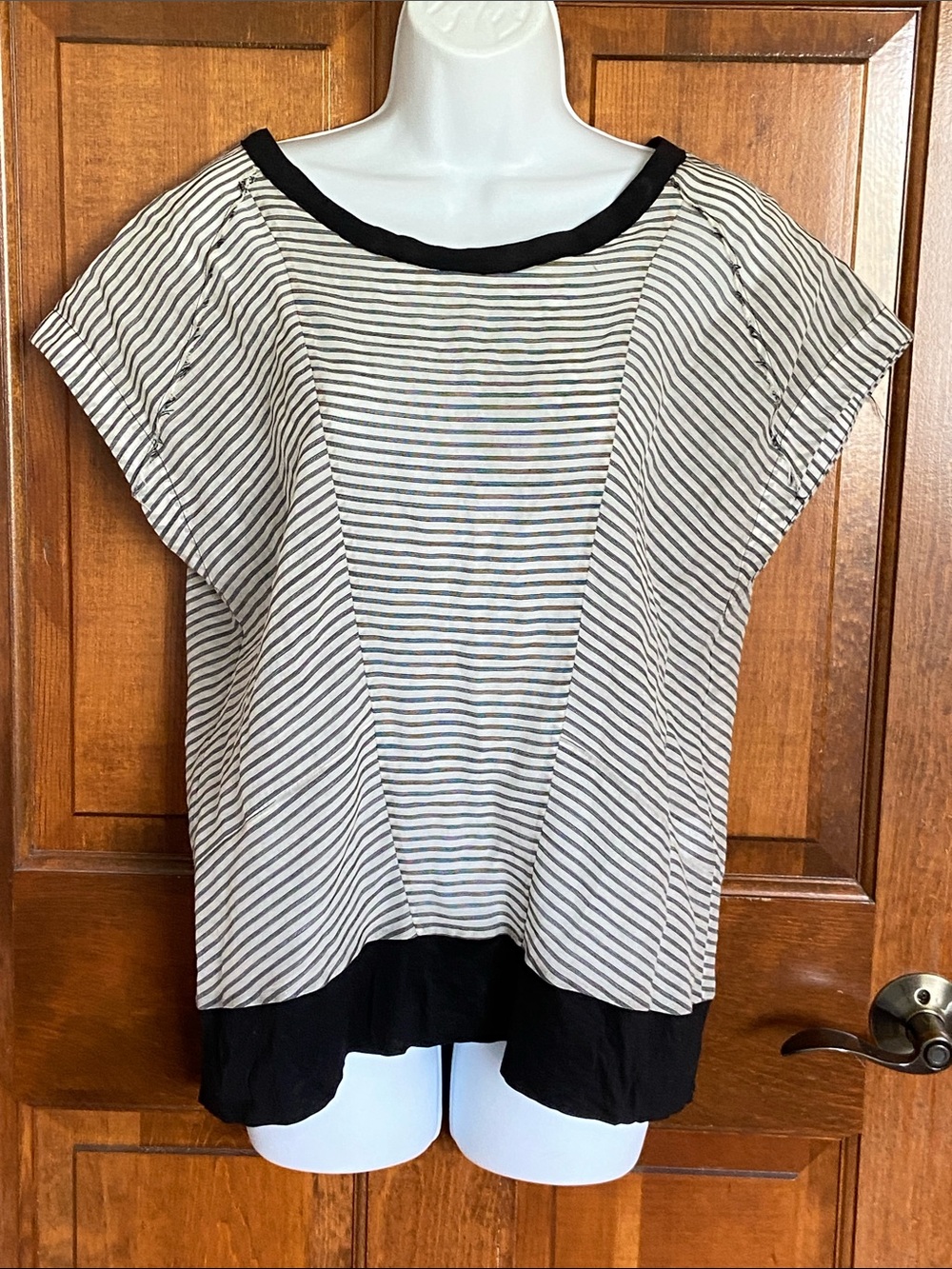 Rag & Bone Stripe Dolman Short Cap Sleeve Boxy Silhouette Top Size 6